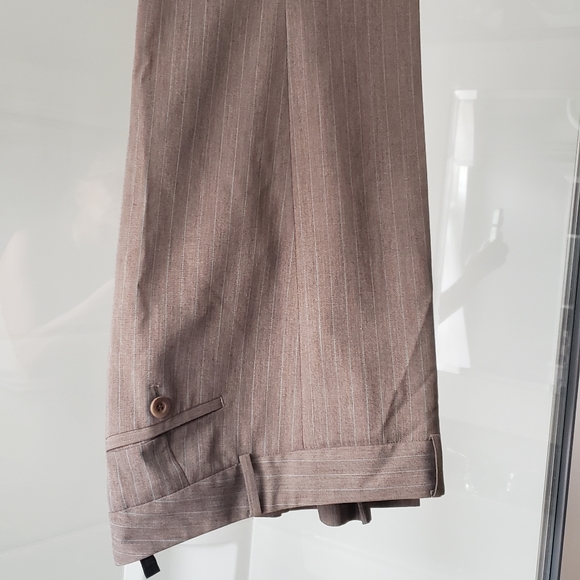 Laundry by Shelli Segal slacks taupe brown with aqua pinstripes size 4 - Picture 2 of 6